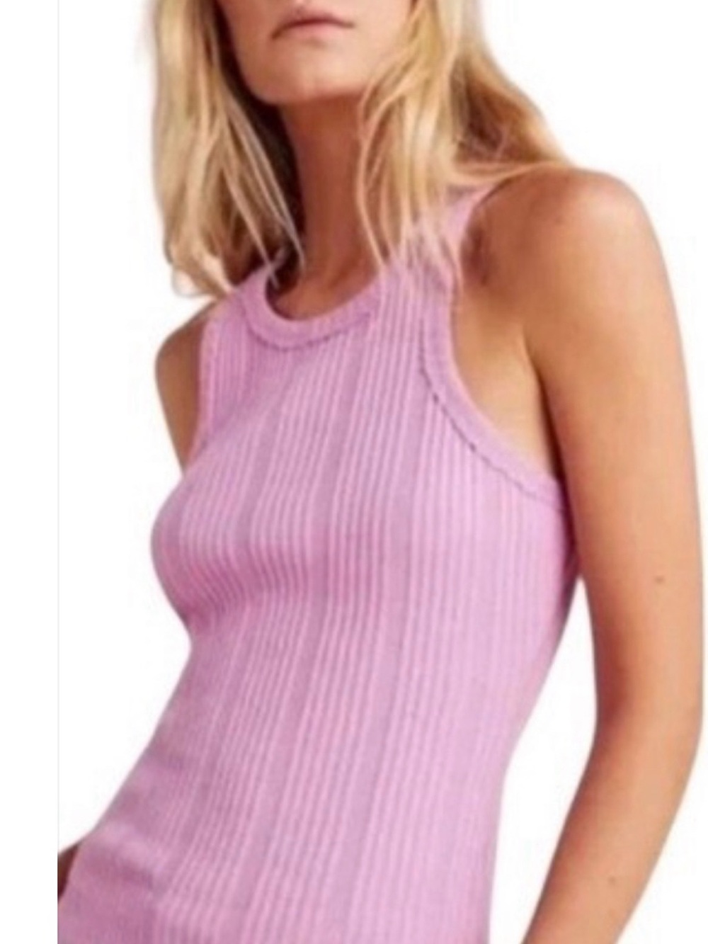 Pilcro Ribbed Knit Tank in Pink Lilac